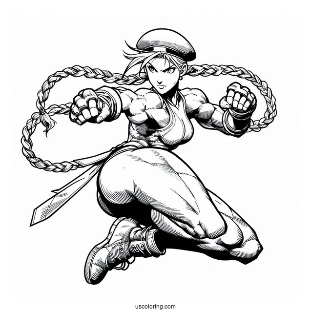 Street Fighter Coloring Page Of Cammy White In Battle Pose