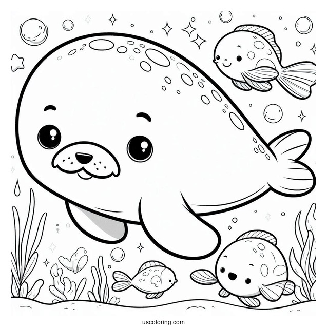 Octonauts Coloring Page Of Manatees Swimming With Fish