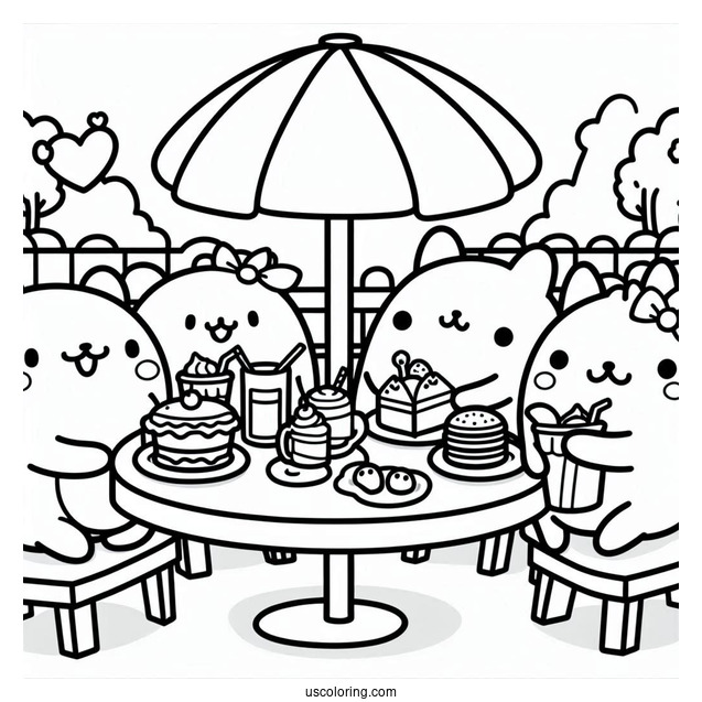 Sumikko Gurashi Coloring Page Of Summiko Gurashi Friends In Diner With Minnikos