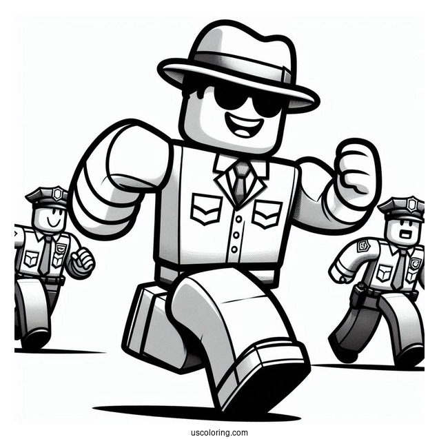 Roblox Man Running From Police Coloring Page