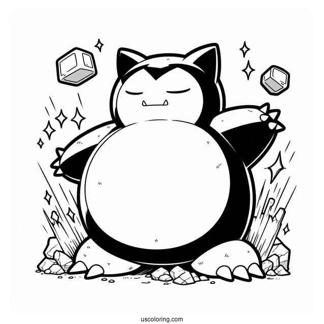 Snorlax Coloring Page Rock Smash Pokemon Card