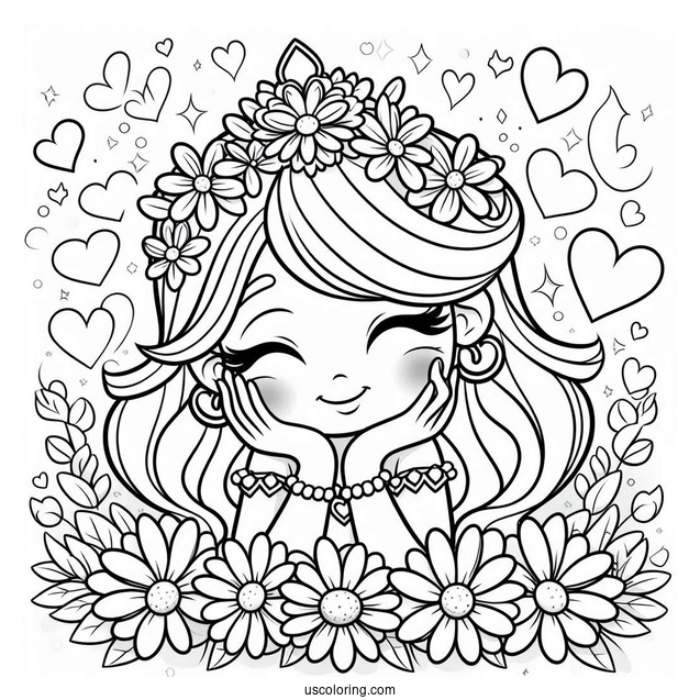 Princess Daisy Coloring Page With Luma And Hearts In Background