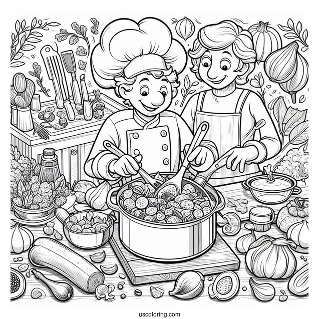 Ratatouille Coloring Page Cooking With Alfredo And Colette