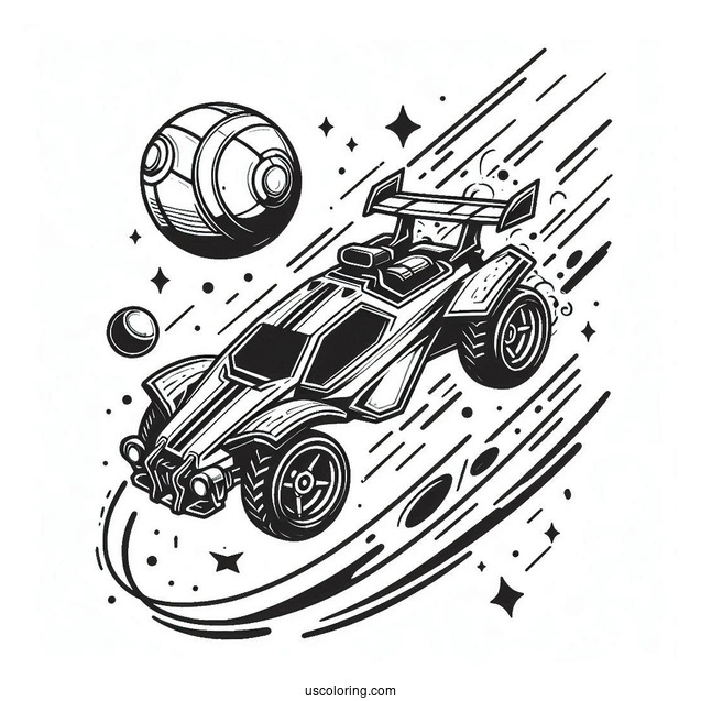 Rocket League Coloring Page Battle Car In The Air With The Ball