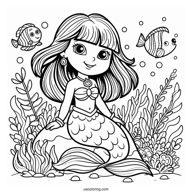 Mermaid Dora Coloring Page For Kids