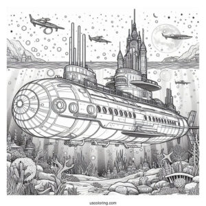 Atlantis Submarine Coloring Page Above The Sea Floor