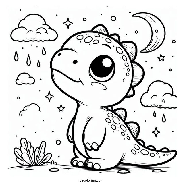 Cute Minmi Dinosaur Coloring Page Of Looking Up