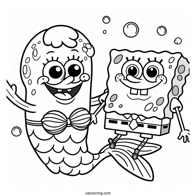 Mermaid Man And Barnacle Boy SpongeBob Coloring Page For Kids
