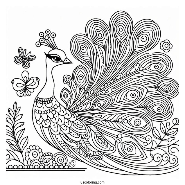 Simple Peacock Coloring Picture For Kids