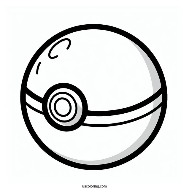 Pokéball Coloring Page Of Simple Pikaball Outline For Preschoolers