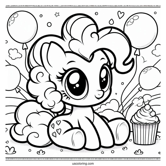Baby Pinkie Pie Coloring Page With Balloon Background