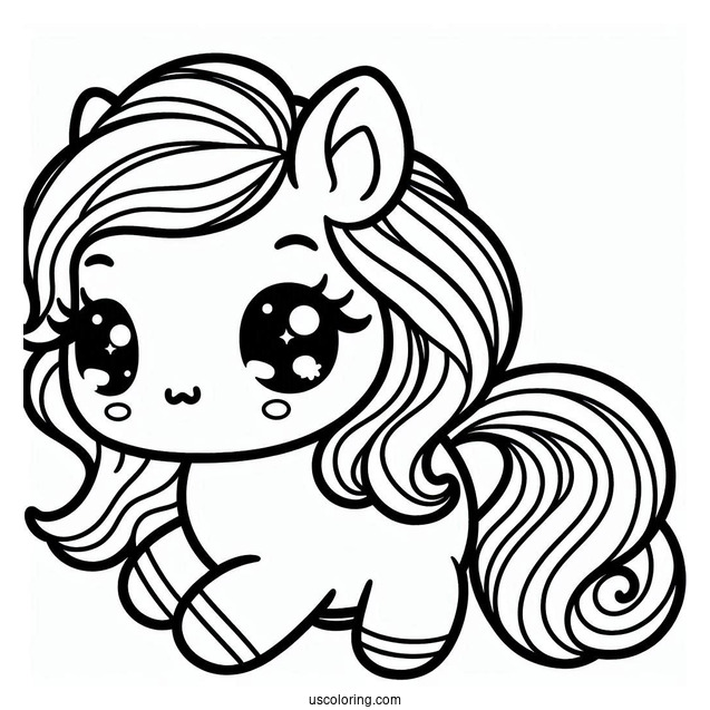 Adorable Kawaii Horse To Color For Kids