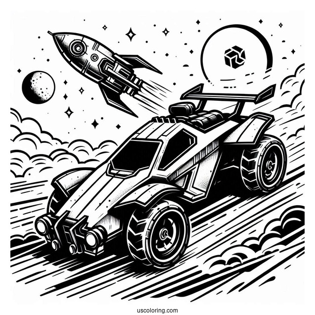 Easy Rocket League Coloring Page Alpha Outline For Kids