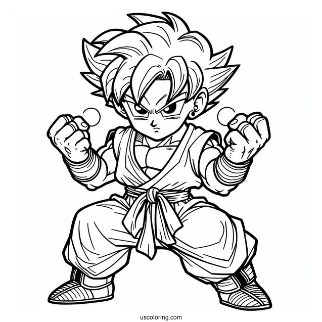 Dragon Ball Z Coloring Page Of Kid Trunks Ready to Fight For Kids