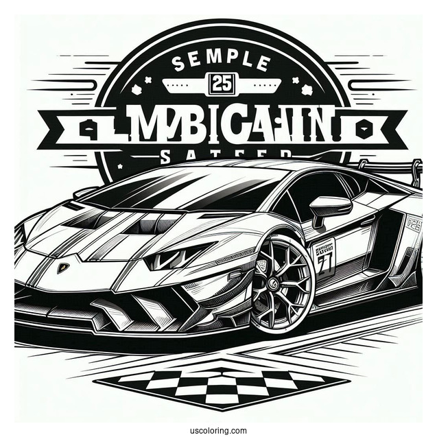 Detailed Lamborghini Race Car Coloring Page