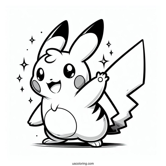 Raichu Coloring Page Waving For Kids