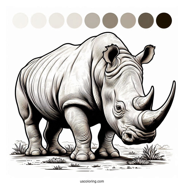Realistic Rhino Coloring Picture