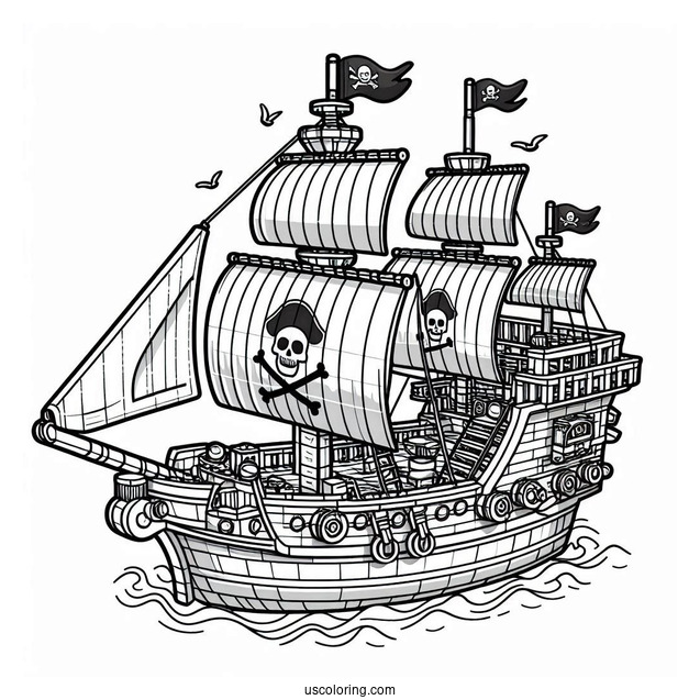 Coloring Sheet Of a Lego Pirate Ship