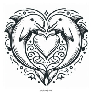 Two Dolphins Shaped In A Love Heart