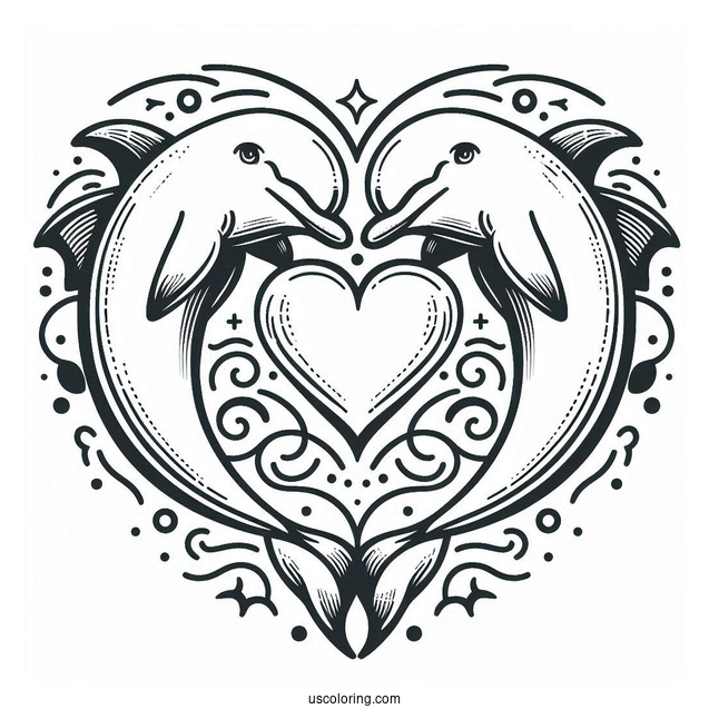 Two Dolphins Shaped In A Love Heart