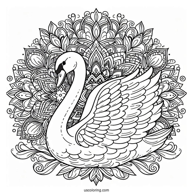 Swan Coloring Page Mandala