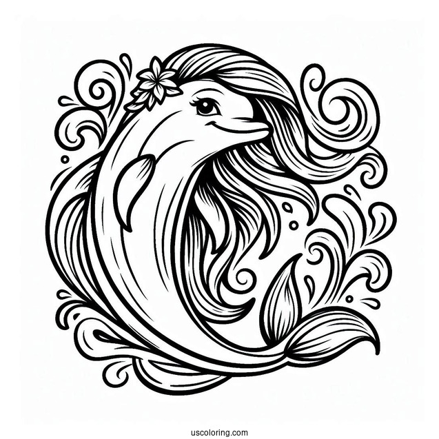 Breaker The Dolphin From The Little Mermaid Coloring Sheet