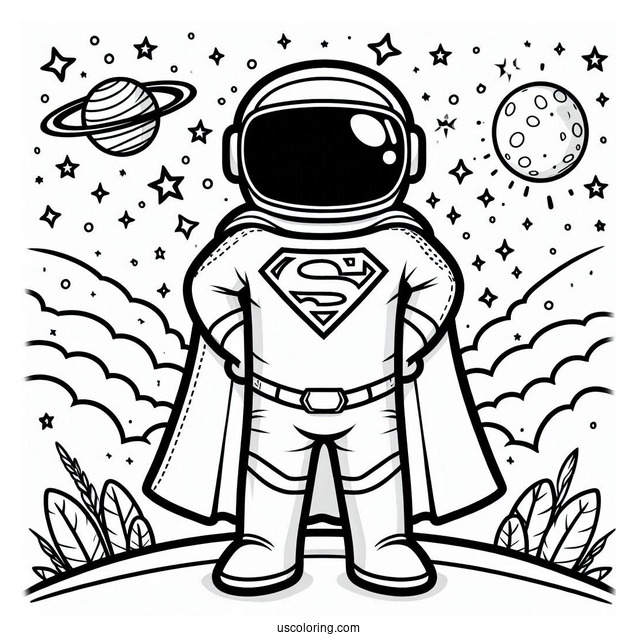 Among Us Superman Themed Coloring Page