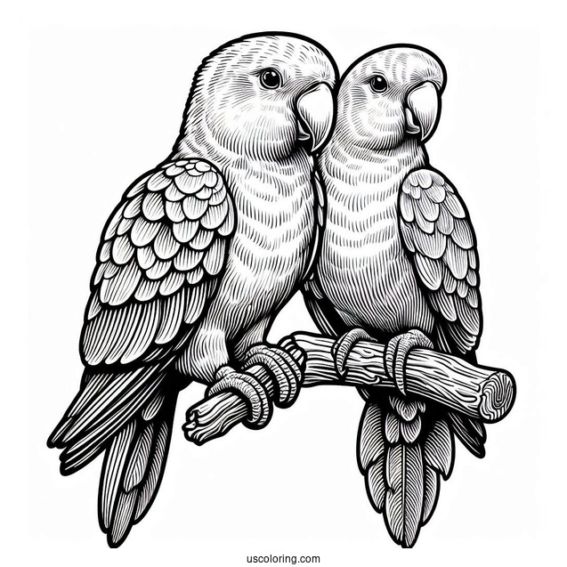 Two Detailed Eclectus Parrots To Color