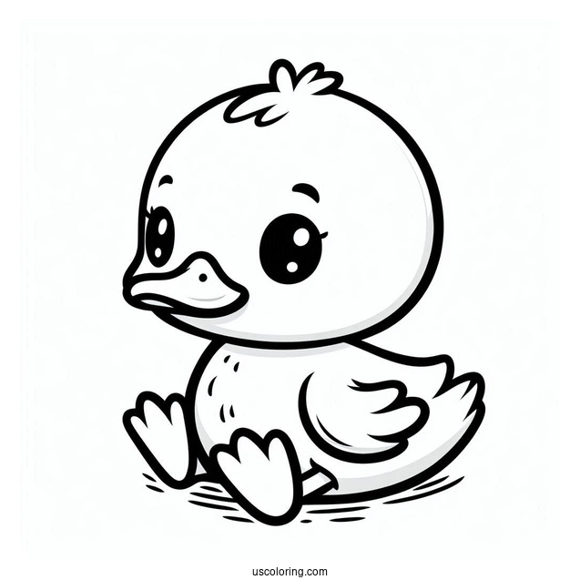 Cute Baby Duck To Color For Preschoolers