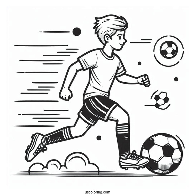 Soccer Coloring Page Running With Soccer Ball