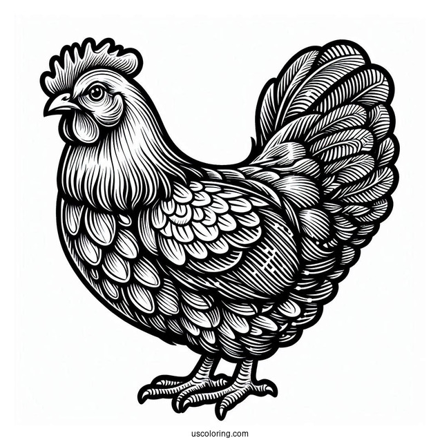 Rhode Island Red Chicken Coloring Page