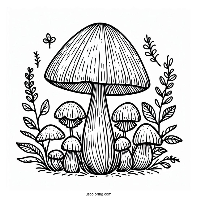 Bell Shaped Mushroom Coloring Page For Kids