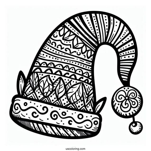 Coloring Page Of An Elf Hat