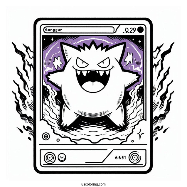 Gengar Manipulate Pokemon Card Coloring Page