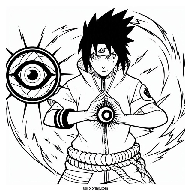 Sasuke Coloring Page Using Sharingan In Shippuden