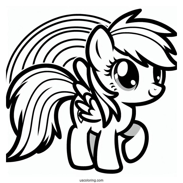 Kawaii Rainbow Dash Outline For Kids