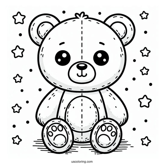Teddy Bear Coloring Page With Button Eyes