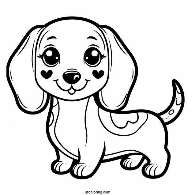 Easy Cute Dachshund Coloring Page For Preschoolers