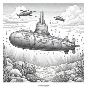 Atlantis Submarine Coloring Page Above The Sea Floor