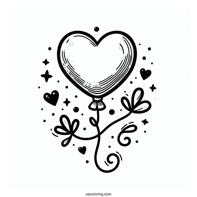 Love Heart Shaped Balloons To Color