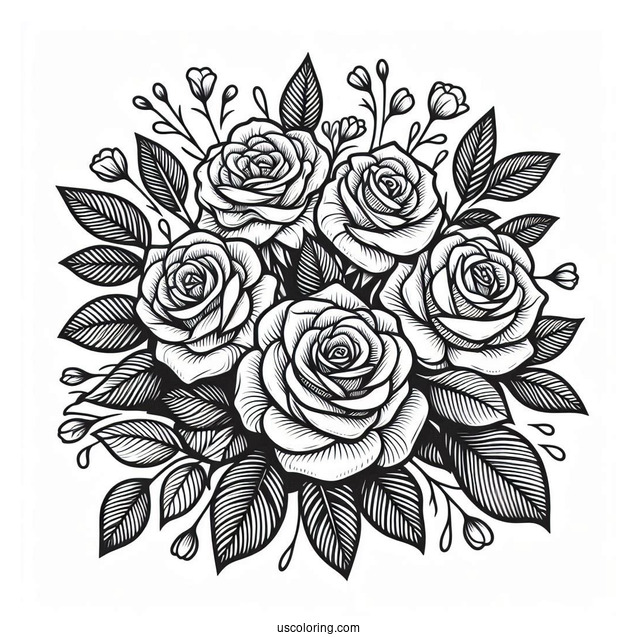 Bouquet Of Roses Coloring Page