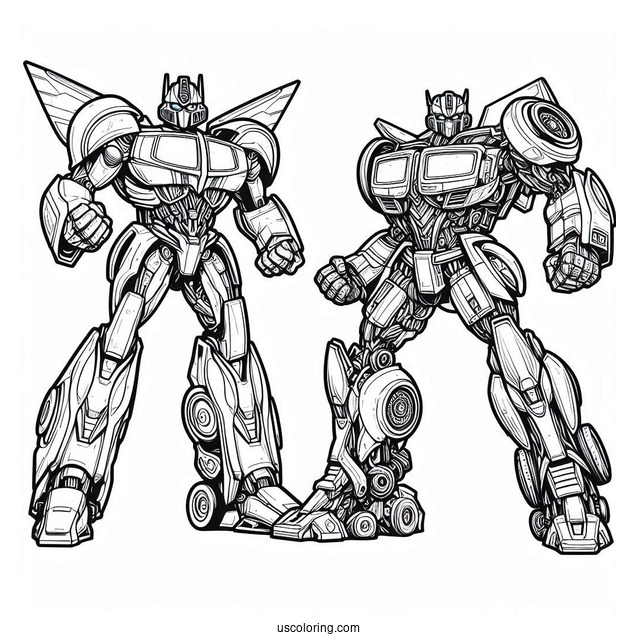 Optimus Prime vs Bumblebee Coloring Page