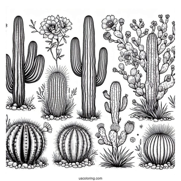 Saguaro And Golden Barrel Cactus