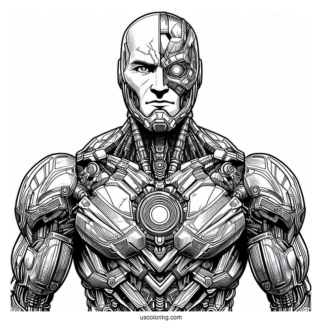 Justice League Coloring Page Of Detailed Cyborg Victor Stone