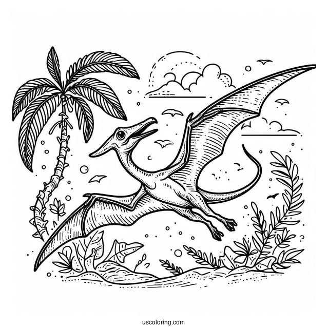 Pterodactyl Coloring Page Fossil
