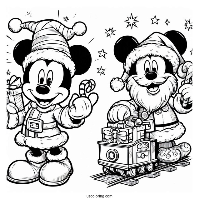 Mickey Mouse Santa Coloring Page