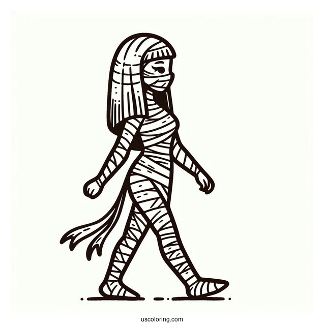 Mummy Coloring Page Walking For Kids