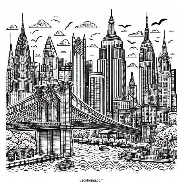 New York Coloring Page Of Elements
