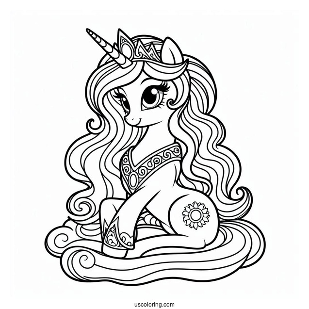 Simple Princess Celestia Coloring Page For Preschoolers