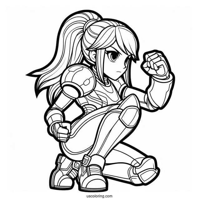 Super Smash Bros Coloring Page Of Easy Samus Aran Outline
